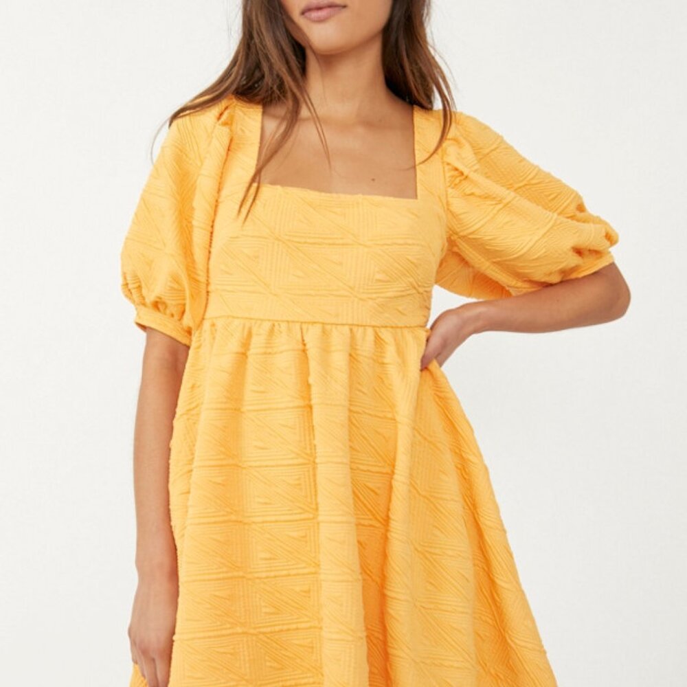 Free People Violet Mini Dress Carrot Ginger Puff Sleeve Babydoll Large